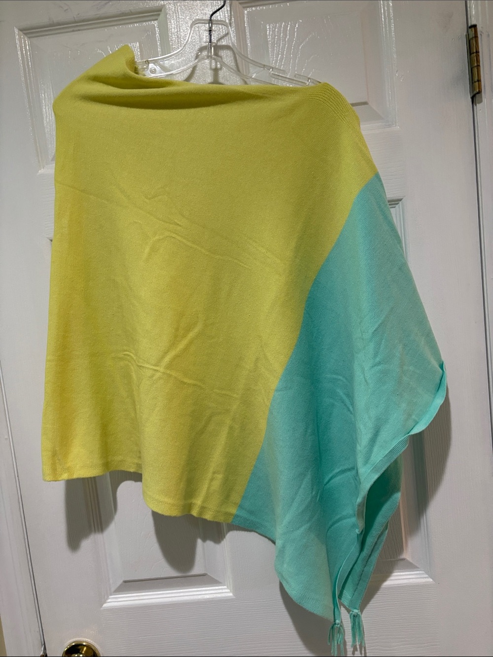 Caribbean Joe Lemon Yellow Knit poncho with Teal Logo